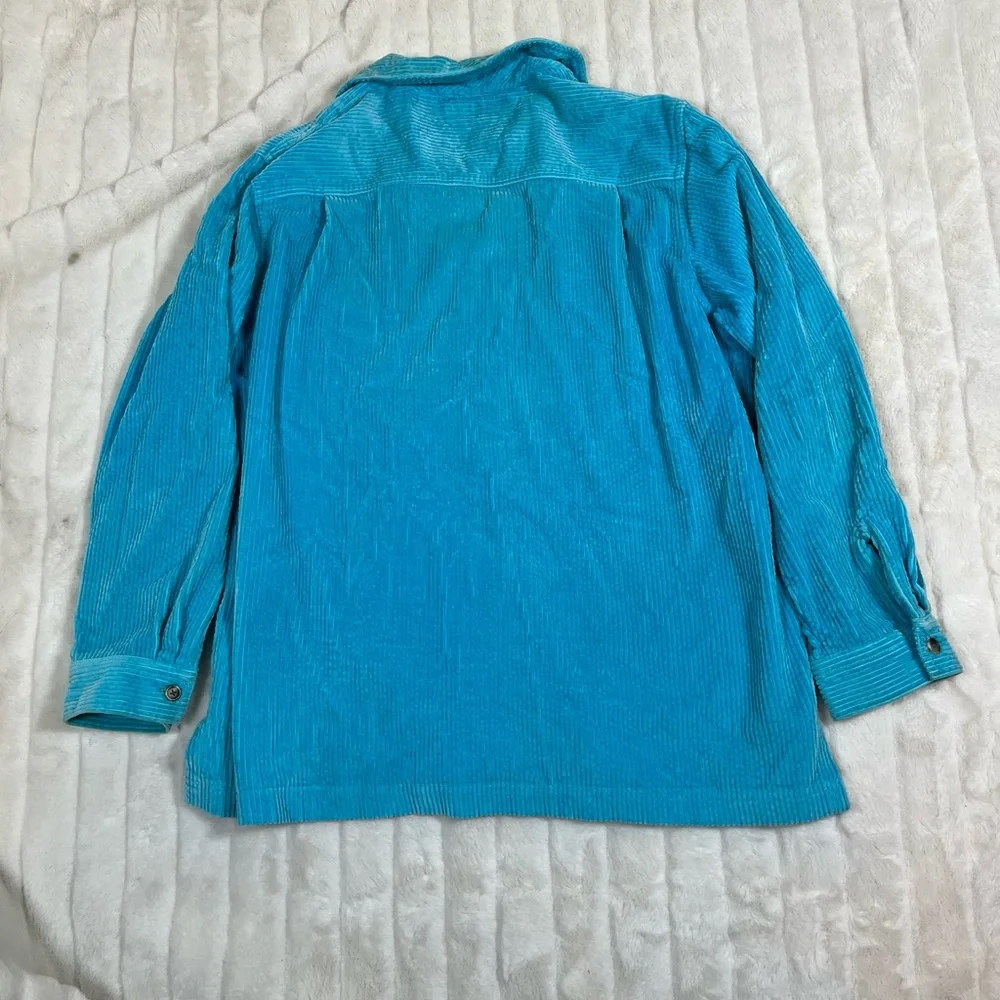 L.L. Bean Women’s L Sky Bright Blue Corduroy Button Spring Fall Midwest Shacket